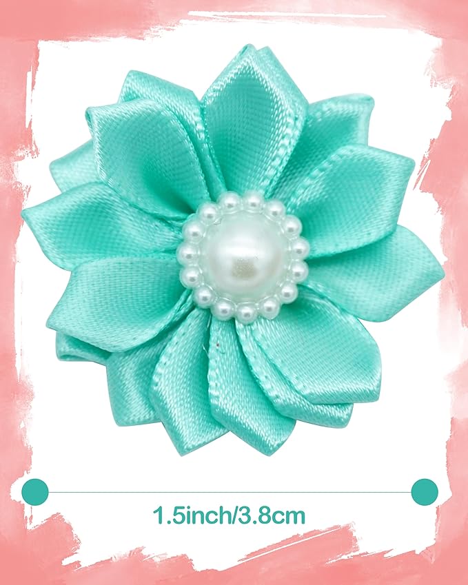 PET SHOW 20 Pack/10 Pairs Flower Small Dogs Hair Bows with Rubber Bands for Small Dogs Cat Puppy Topknot Party Birthday Grooming Hair Accessories