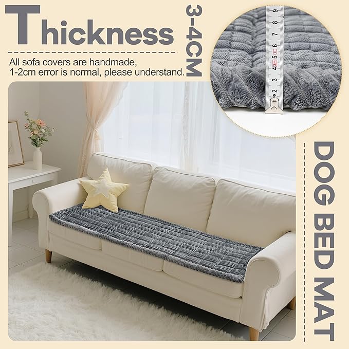 Washable Dog Couch Cover Protector, Non Slip Dog Bed Mat Machine Washable Large Blanket for Dogs, Pet Couches Covers for Sofa (Grey, 27.6 * 59.1 '')