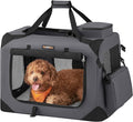 Feandrea 24 Inches Collapsible Soft Dog Crate, Portable Travel Dog Crate for Indoor and Outdoor Use, Dog Carrier Kennel with Safety Zippers, for Living Room, Car, Travelling, Camping, Gray UPDC60GY