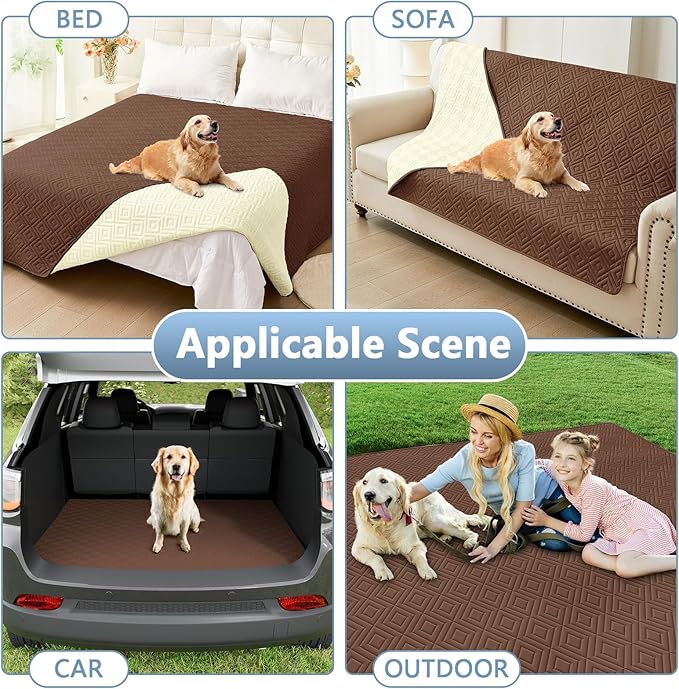 hyha Waterproof Dog Blanket, Soft Dog Bed Cover Pet Blankets, Waterproof Sofa Couch Cover for Dogs Washable, Reversible Pet Couch Covers for Sofa Furniture (40x80 Inch, Brown/Beige)