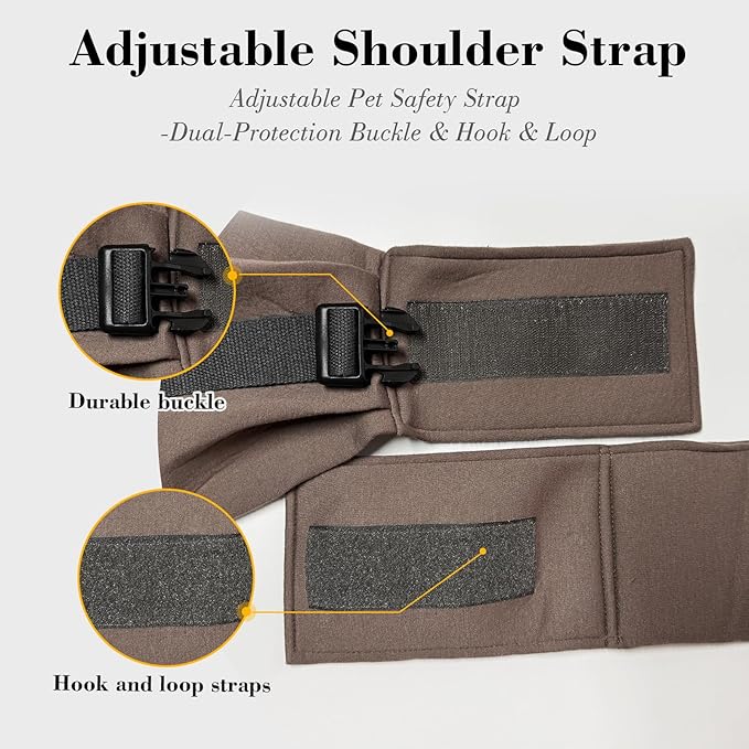 Dog Sling Carrier for Small Dogs up to 15 lbs - Hands Free Puppy Sling (Size M) - Ergonomic Padded Strap & Safety Hook Based on Owner's Bust, Caramel