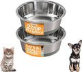 Neater Pet Brands Stainless Steel Dog Bowls with Non-Slip Rubber Bottom – 2 Cup (16 oz), Gray - Set of 2 Heavy Duty Metal Dog Bowls, Dishwasher Safe, Food or Water Bowl, Ideal for Small Dogs & Cats