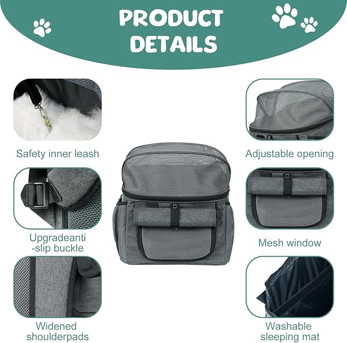 Dog Bike Basket, 12.5 x 11.4 x 15.3 Inches Bike Basket Front Dog Carrier, Expandable Foldable Soft-Sided Dogs Carrier, Universal Fit Cat Dogs Pet Bikes Baskets for Travelling, Camping, Walking (Gray)