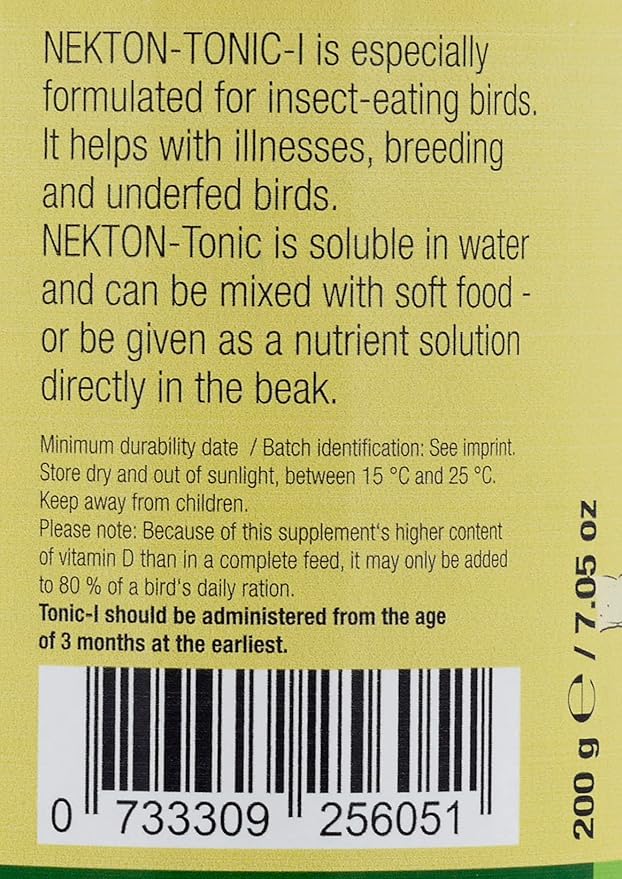 Nekton Tonic-I for Insect-Eating Birds 200Gm (7.05oz), Pale Yellow