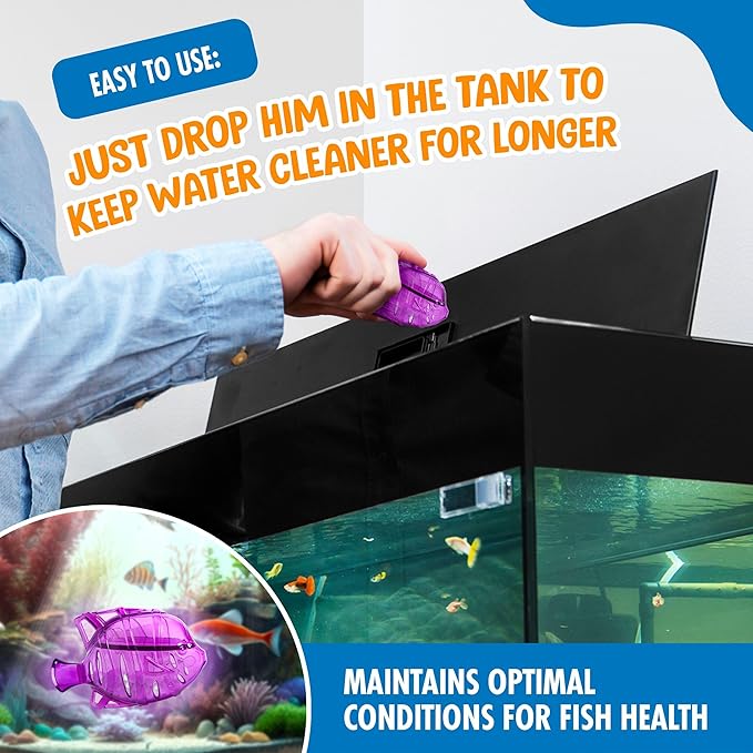 Aquarium Water Clarifier | Clear Cloudy Fish Tank Water Treatment, Safe for Freshwater & Saltwater Fish and Plants - Orange & Purple, 6 Pack