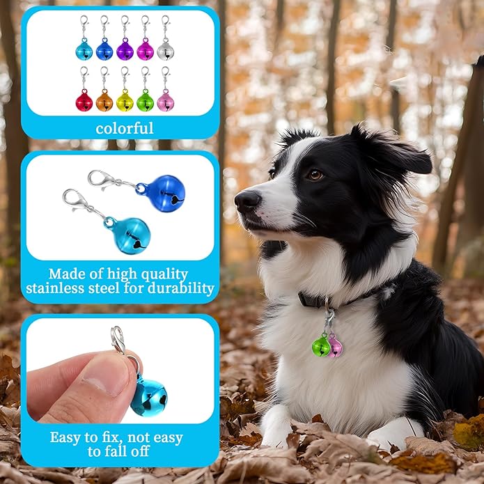 10 Pcs Bell for Dog Collar Pet Cat Dog Collar Bells with Loud Crisp Sound Small Round Small Pets Pendant Pet Bell Gift Charms Anti-Lost Training Bells for Collars Suitable for Pets Pendant Accessories
