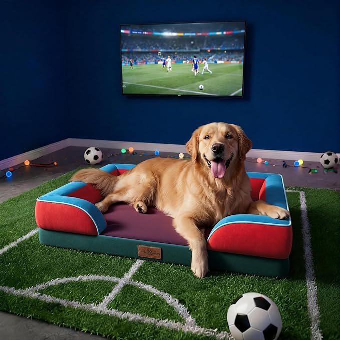 Comfort Expression Orthopedic Dog Bed for Extra Large Dogs 42x30 Inch, Waterproof Egg Crate Foam XL Pet Bed with Removable Bolsters, Dog Couch with Washable Cover & Non-Slip Bottom, San Francisco