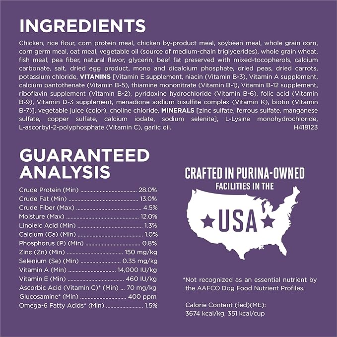 Purina ONE High Protein Dry Senior Dog Food Plus Vibrant Maturity Adult 7 Plus Formula - 8 lb. Bag
