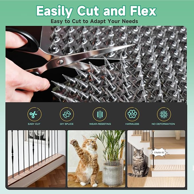 MYZC 12 Packs Scat Mat for Cats, Cat Repellent Mat with 13X16 inches, Cat Spike Mat is A Perfect Pet Training Mat Kit for Indoor & Outdoor to Deterrent Cats & Other Animals for All Seasons