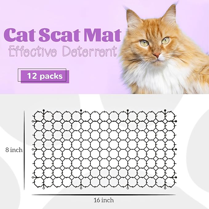 Bundle of 12 Pack Cat Scat Mat with Spikes and 12 Pack Cat Deterrent Mat Outdoor Indoor