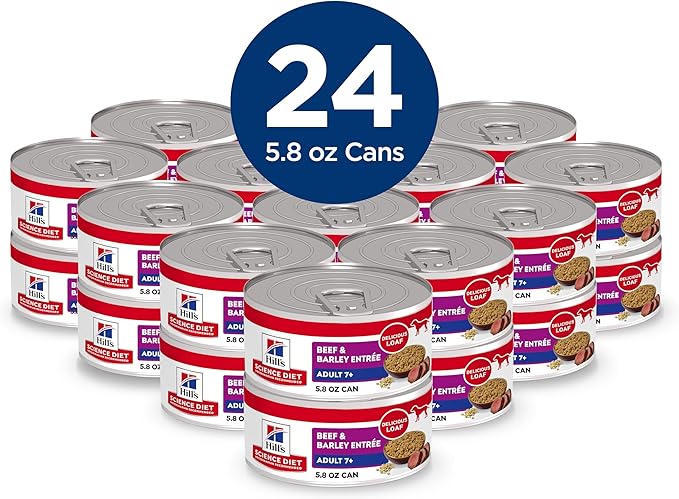 Hill's Science Diet Adult 7+ Wet Dog Food, Beef & Barley, 5.8 oz. Cans, 24-Pack
