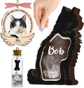 Personalized Cat Photo Wooden Frame, Custom Pet Fur Keepsake Memory Box, Pet Loss Picture Frame Ornament, Sympathy Gift Cat Shape Storing Hair Ashes Teeth, Idea Gift for Pet Lover Table Wall Decor