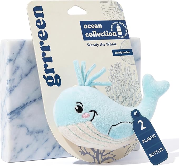 Cat Toys | Plush Whale Cat Toy for Indoor Cats | Eco Friendly Toy Made from Non Toxic Materials