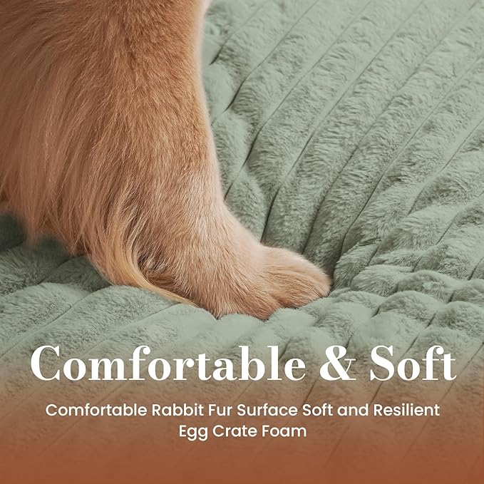 Large Orthopedic Dog Crate Bed with Waterproof Lining, Soft Short Plush Surface & Egg Crate Foam for Calming Puppy, Machine Washable Pet Bed with Removable Cover & Anti Slip Bottom