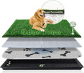 Dog Grass Pad with Tray Extra Large 45”×34” Ultra-Absorbent Artificial Grass Pad for Dogs Potty Grass Hemmed Edge for Indoor Potty Training, Reusable Dogs Pee Pads, Dog Litter Box Balcony