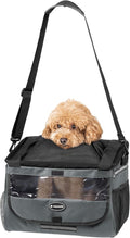 Navaris Pet Carrier for Bikes - Bike Basket Dog Carrier - Ideal Carriers for Small to Medium Dogs Up to 10kg (22lbs) - Drawstring Bag with Secure Locks and Strap - Grey