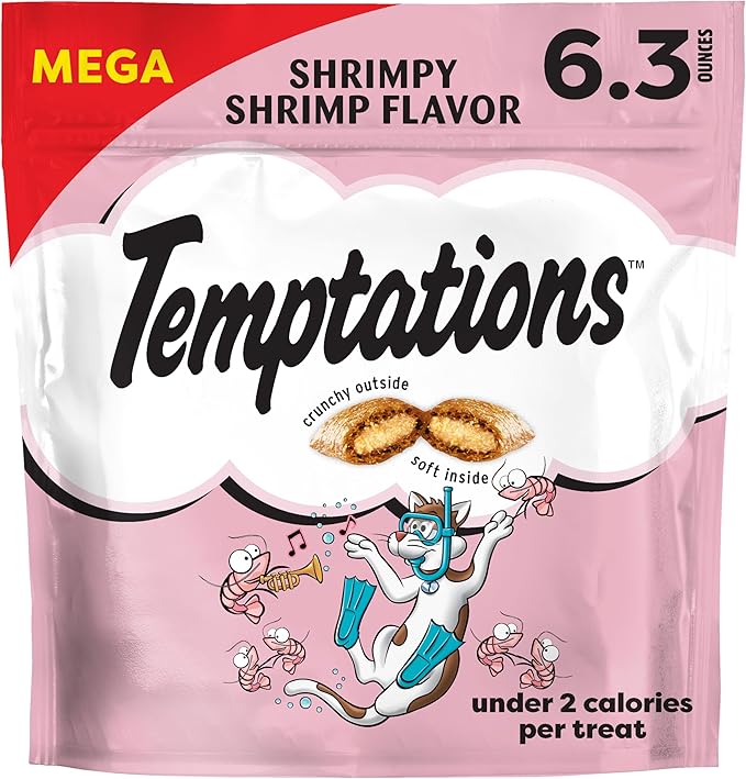 Temptations Cat Treats, Classic Crunchy and Soft Cat Treats, Shrimpy Shrimp Flavor, 6.3 oz. Pouch