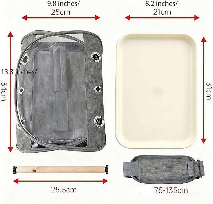 Portable Bird Carrier Bag, Parrot Breathable Shoulder Bag, Travel Parakeet Travel Cage with View Window, Small Bird Rat Clear Cage with Standing Perch Tray, Pet Outdoor Vet Visit Holder Handbag