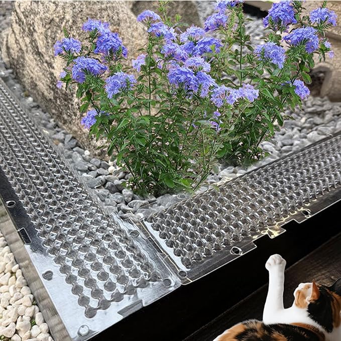 Cat Repelling Mat, Transparent PVC, 42x8x1cm, 10 Pack Outdoor Pet Deterring Mat, Heavy-Duty Pet Repelling Pads, Rounded Spikes, Flexible and Bendable, UV Resistant and Waterproof, Indoor Outdoor Use