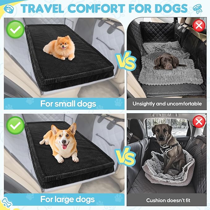 Dog Car Bed, Non-Slip Backseat Extender Pet Mat, Removable Washable Dog Bed for SUVs, Sedans & Trucks, Anti-Slip Travel Bed for Dogs, Easy Clean & Scratch-Proof & Comfort (Medium (50"L×24.6"W×2"H))