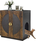 unipaws Tall Cat Litter Box Enclosure with Shelves, Hidden Litter Box Cover for Tall or Top Entry Litter Box, Kitty Enclosed Litter Box Cabinet, Cat Box Furniture, Rustic