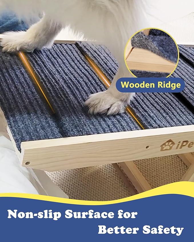 Dog Ramp for Bed & Couch for Large Dogs - Joint-Friendly, Anti-Slip, Adjustable, Extra Wide & Stable, Up to 200 lbs