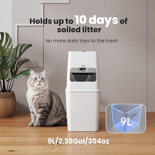 GKJ Cat Litter Trash Can with 3 Rolls Cat Litter Bags