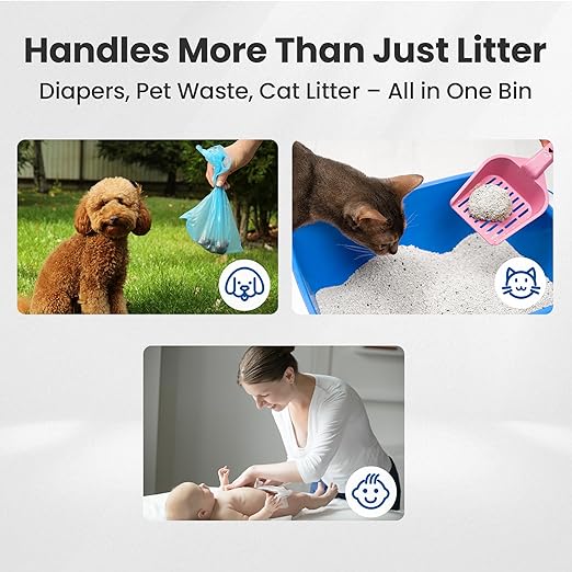 Neakasa White PooGuard Litter Disposal Bin, 9.2L Trash Can with Refill Bag Bundle