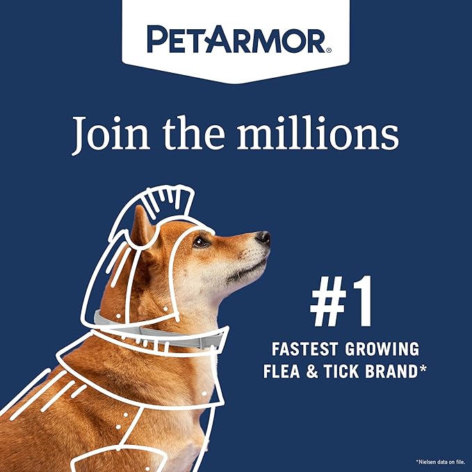 PetArmor Extend Flea & Tick Treatment & Prevention Collar for Small Dogs up to 18 lbs., 8 Months of Protection, Odorless & Non-Greasy, Waterproof, Kills Fleas, Ticks, and Flea Larvae, 2 Count