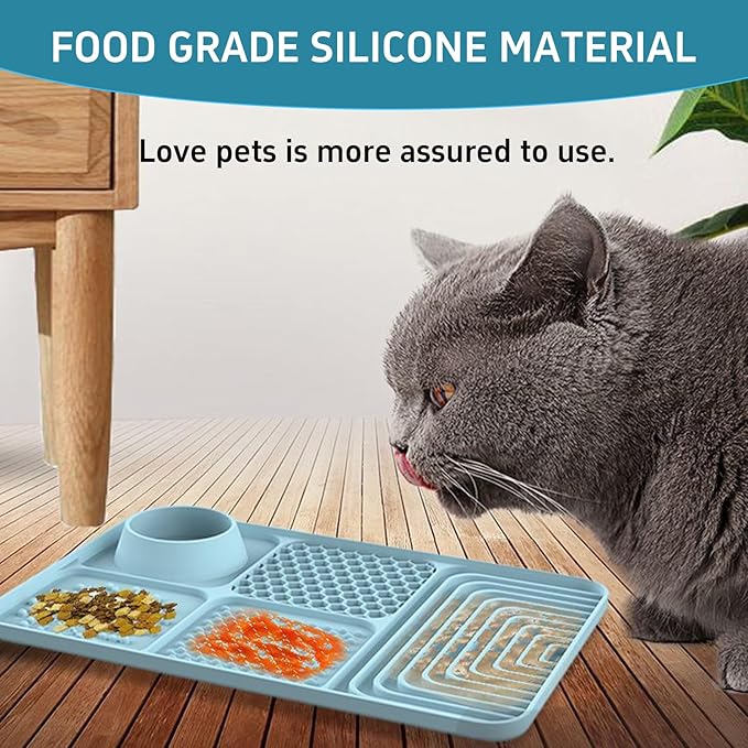 Slow Feeder Pet Licking Mat for Dogs & Cats - Food-Grade Silicone Non-Slip Pad, BPA-Free, Easy to Clean for Grooming & Bath Time
