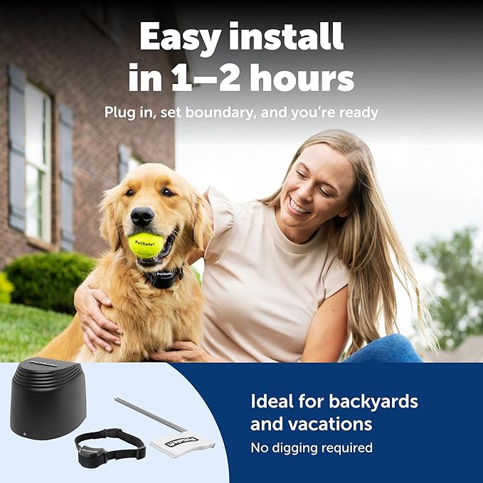 PetSafe Stay & Play Compact Wireless Fence - Covers Up to 3/4 Acre - for Dogs 5lb+ - Portable and No Digging Required