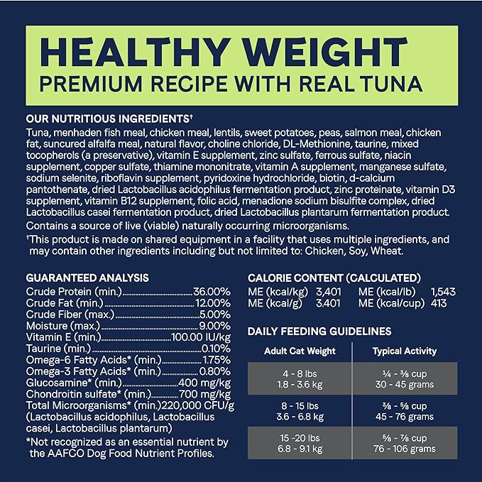 Canidae Pure Healthy Weight Limited Ingredient Premium Dry Cat Food, Real Tuna Recipe, 10 lbs, Grain Free