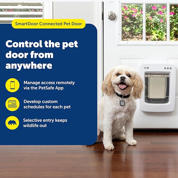 SmartDoor™ Never Rust Connected Pet Door, Dog and Cat, Selective Entry and Exit, App Enabled Pet Door, Smart Device, Smartphone Controlled, Customize Schedule, Multiple Pets, Medium