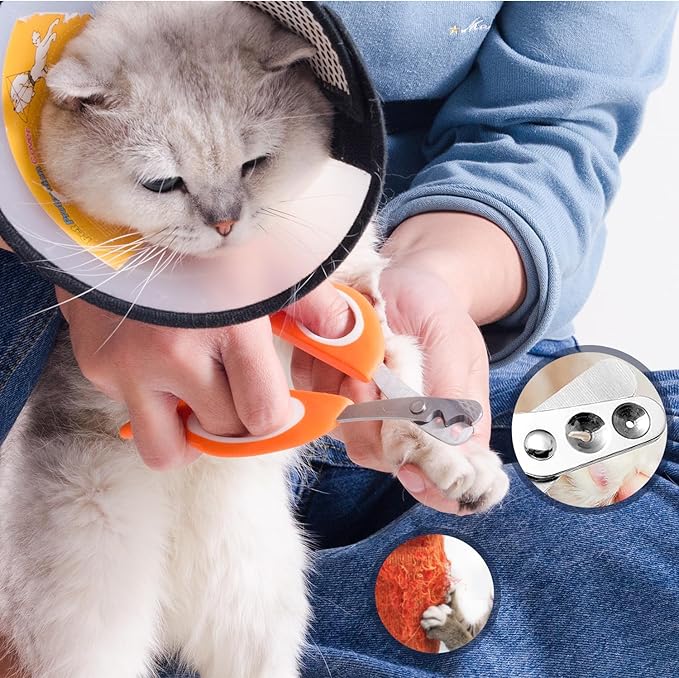 Cat Nail Clipper Cat Nail Trimmer Pet Nail Clippers Cat Claw Clipper Safety Guard Small Animals Nail Clippers with Hole Professional Grooming Tool for Puppy, Kitten, Dog, Rabbits Sharp & Safe (Orange)