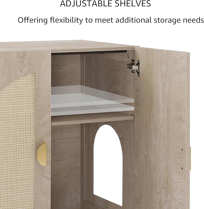 unipaws Cat Litter Box Enclosure with Shelves, Tall Hidden Litter Box Cover for Tall or Top Entry Litter Box, Kitty Enclosed Litter Box Cabinet, Cat Box Furniture, Grey