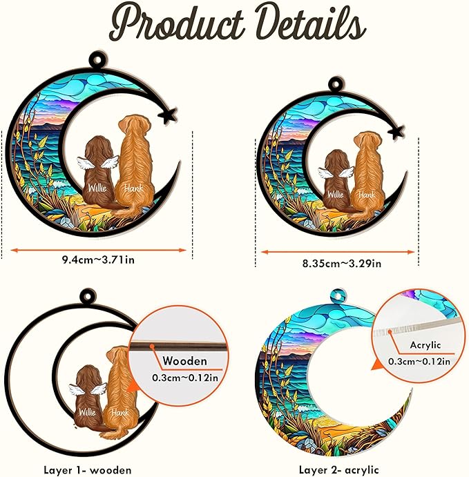 Personalized Dog Memorial Suncatcher – Custom Suncatcher with Name & Breed for Up to 3 Pets, Pet Loss Sympathy Gift, Memorial Keepsake for Dog Lovers