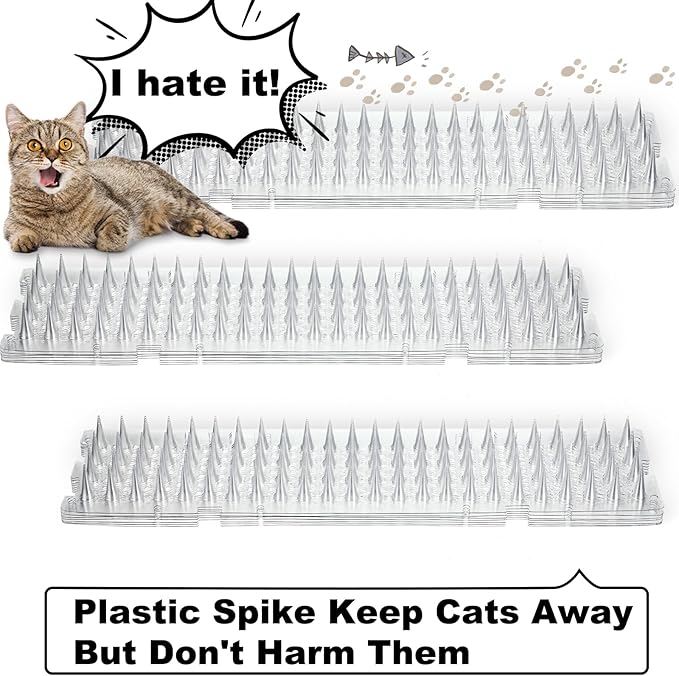 Nuanchu 12 Pieces Cat Deterrent Mat Cat Repellent Mat with Spikes Keep Dogs Off Counter Anti Pet for Outdoor Indoor Plants Garden Sofa Window(16.5 x 3.3 Inch,Clear)