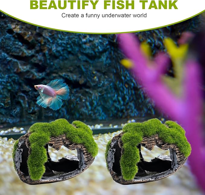 Betta Broken Barrel Decor Fish Tank Accessories, Resin Fish Hide Cave Aquarium Decoration Fish Tank Toys Hole Accessories (Large)