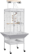 Topeakmart 61-inch Wrought Iron Selection Play Top Large Parrot Bird Cage, White
