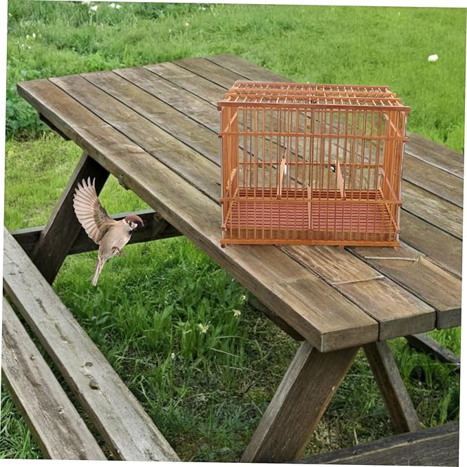 POPETPOP Lightweight Bird Carrier Portable Woven Cage for Small Birds Travel Accessory Sustainable Design for Budgies Parakeets and Finches