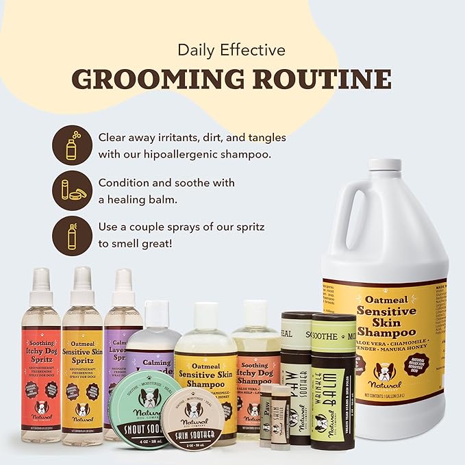 Natural Dog Company Calming Lavender Shampoo – Hypoallergenic, Sulfate & Paraben Free – Aloe Vera & Chamomile Soothing Wash for Sensitive, Stressed & Itchy Dogs – All Breeds & Ages – 12 oz