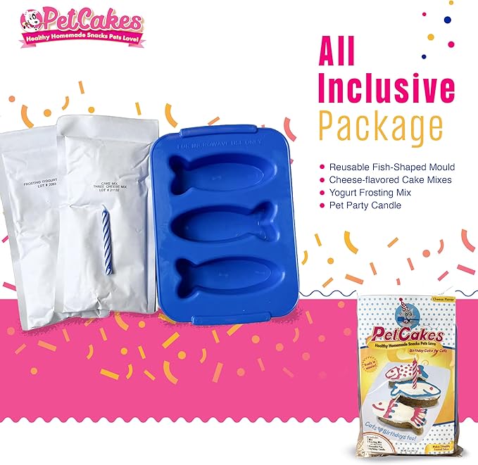 PetCakes Cat Birthday Cake Kit - Natural Treats - Cheese Flavor Kitten & Cat Food - 5.5 Oz