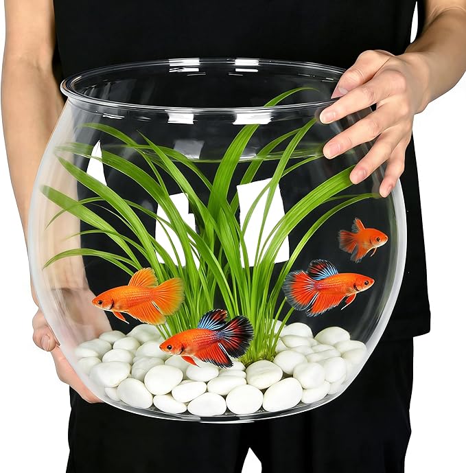 5 Gallon Plastic Fish Tank Large Clear Bowl, Classic Round Bowl Shatterproof Sturdy Jar for Indoor Outdoor, Used as Aquarium, Vase, Storage Container, Decoration, or Other DIYs, Easy to Carry