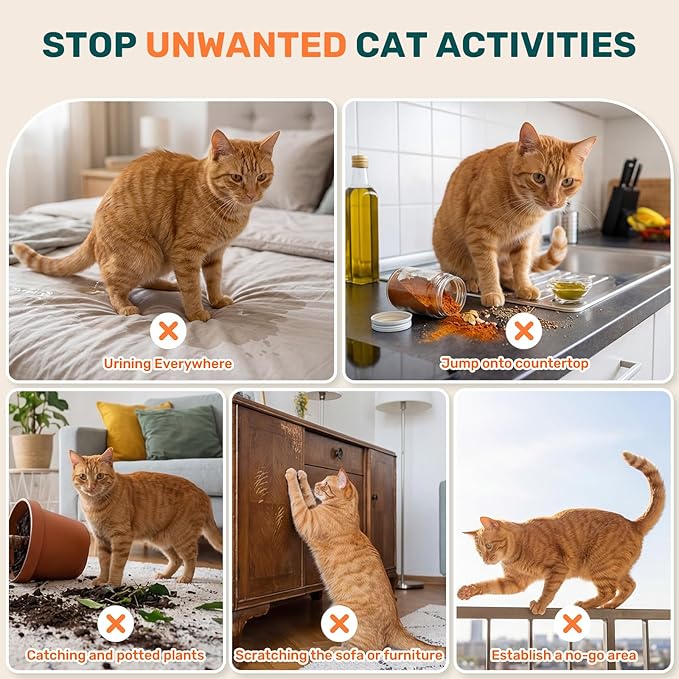 Natural Cat Deterrent Spray Indoor, Cat Repellent Spray for Furniture, Safely Cat Pee Stopper, Anti Furniture Scratching, Stops Urine Marking, Kitten Training Spray for Sofa, Rugs, Chairs, 200ml