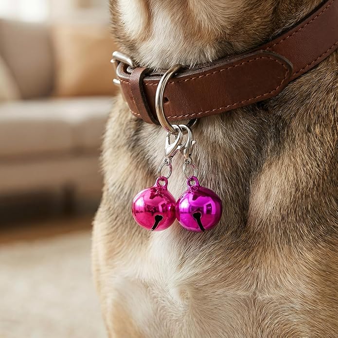 20 Pack Bell for Dog Collars Cat Bell Dog Collar Bells for Small Dogs Tiny Bells with Clasps Colourful Charm Pet Pendant Accessories with Stainless Steel Keychain for Small Dogs Collars to Go Outside