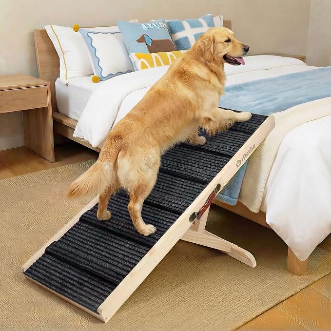 Dog Ramp for Bed & Couch for Small & Medium Dogs - Joint-Friendly, Anti-Slip, Adjustable, Odor-Free, Up to 70 lbs