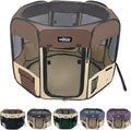 EliteField 2-Door Soft Pet Playpen (2 Year Warranty), Exercise Pen, Multiple Sizes and Colors Available for Dogs, Cats and Other Pets (42" x 42" x 24"H, Brown+Beige)