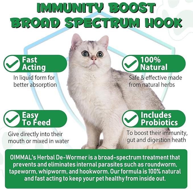 Specifically Formulated for Cats, Cats Natural Broad Spectrum Treatment, Herbal Cleanse, Digestive Support for All Cat Breeds, Gut Health, Puppy & Kitten, Supplement Drops