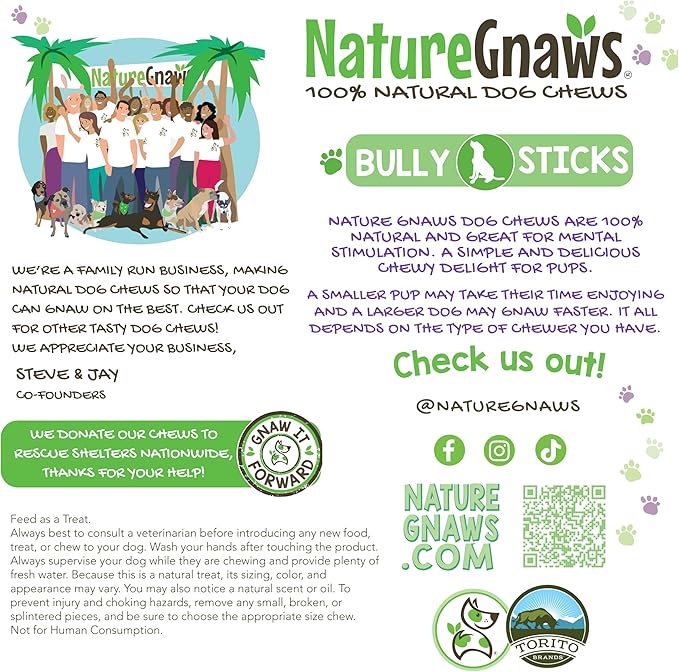 Nature Gnaws Bully Stick Springs for Dogs 7-8" (12 Count) - Long Lasting for Aggressive Chewers - Natural Curly Beef Dog Chew Bones - Rawhide Free