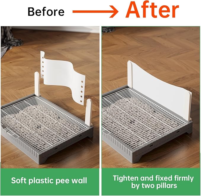 Oneluck Dog Litter Box with 3 High Pee Walls,30" x 22" Indoor Puppy Pee Pad Holder,Protection Wall Every Side for No Leak, Spill, Accident,Easy to Clean